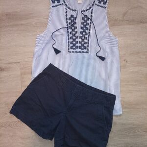 J. Crew Blue and White Striped Top